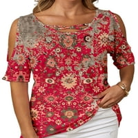 GLONME majica za žene cvjetni print ljetni vrhovi hladna ramena majica radne casual pulover boemian
