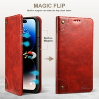 Samimore za poklopac novčanika Samsung Galaxy S ultra 6,8 , PU kožna magnetska knjiga sklopivi Flip Folio Case otporni na udarce otporan na udarce protiv pada [RFID blokiranje] i funkcija postolja, crvena