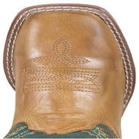 Smoky Mountain Kid's Frank Bomber Tan Green Cowboy Boots 3666