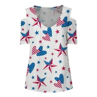 AMERIČKA FLAGAC košulja Žene 4. jula Patriotska košulja zvijezde Stripes Top Tes Ispis Bez blusa bez