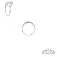 0,15CTW Prirodni dijamantski sterling srebrni okrugli kruni TIARA srčani koktel prsten