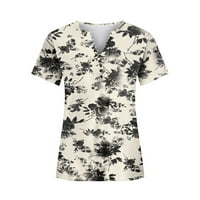 Posijego Ženske ljetne vrhove Dressy cvjetni šljokica Šifon kratkih rukava Tunic Bluze Labavi V izrez Radne majice