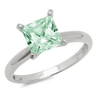 3CT Princess rez zeleni simulirani dijamant 18k Bijelo zlato Graviranje Izjava bridalne godišnjice Angažovanje