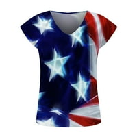 Američka zastava Majica Žene USA Star Stripes Četvrti srpanj Tee Košulje Casual America Flag Print V