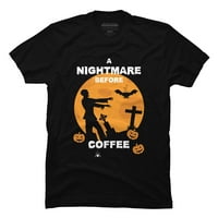 Noćna mora prije kave - smiješna Halloween Zombie muns ljubičasti grafički tee - dizajn ljudi M