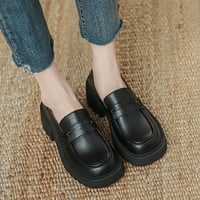 DMQupv casual cipele za žene kliznite na tenisicama na engleskom stilu kožne cipele žene široke širine cipele Business casual cipele crna 6.5