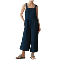 Graceful ženski ljetni točkići izgubljeni široki pantalone za noge Solidne boje modne casual jednodijelne hlače 4xl mornarice