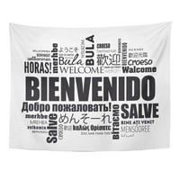 Collage Bienvenido Dobrodošli u špansku riječ oblak Različiti jezici Konceptualni zahvalnost Zidna umjetnost Viseća tapiserija Kućni dekor za dnevni boravak spavaće sobe