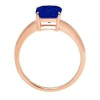 1.0ct Asscher Cut plavi simulirani plavi safir 14K ružičasti ružičasto zlato graviranje izjava godišnjica angažmana vjenčana prstena veličine 9,75