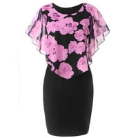 Ljetne haljine za žene modni ružinski print šifon o vratu ruffles mini haljina