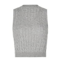 DETDPE džemperi za žene, ležerni pleteni pleteni pleteni pleteni plodnjak preferiraj V-izrez prsluk džemper ženski dugi rukavi ženski džemperi