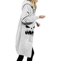 Ženska dužina koljena Ispiši dugim dukserom sa kapuljačom punim zip rukom obložene jakne kaputi jesen zimski festival y2k odjeća