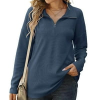 Dugi rukav sa spuštenim vratom Čvrsti pulover džep sa zatvaračem Labavi čišćenje Ženske bluze ispod