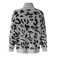 Znojenje Jelly Mekani džemperi za žene Europa i Amerika Casual Split pletiva Leopard Dva zvuka pulover