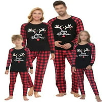 Bomotoo mammy tata dječji plet PJ kompleti Provjerite štampane mekane noćne odjeće Božićne Xmas PJS vrhovi i hlače koje odgovaraju obiteljskim pidžamama postavljeno crno dijete 3T