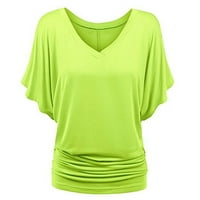 Ženski vrhovi dugih rukava Novi dolasci košulje Basični vrhovi za žene V-izrez casual bluze Tunic Tops Green XL