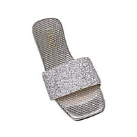 Puntoco plipperi na otvorenom kućni cipele Clearc Ljetne plosne cipele, širokodnevne ženske sandale, otvoreni nožni papuče srebro 4.5