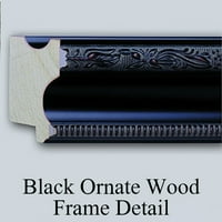 Wassily Kandinsky Black Ornate Wood uokviren dvostruki matted muzejski umjetnički ispis naslovljen: Nacrt za 'sliku sa bijelom granicom' IV