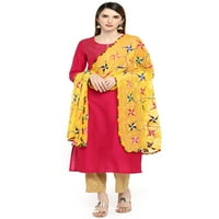 Dupatta Bazaar Ženska žuta boja sa višebojnim veznim šifom Dupatta