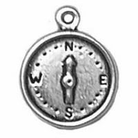 Sterling srebrna 8 šarm narukvica sa priloženim 3D kompasom koji pokazuje sjeverni šarm