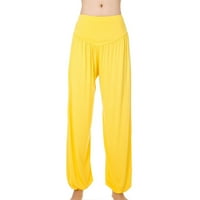 Današnjih banaka Farstey Yoga Hlače elastične visoke struk Čvrsta boja opuštene hlače Nasledlosni džepovi za odmor Cinch Dno Duweants