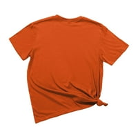 Cleariance Ležerne majice za žene, kratki rukav, ljetni okrugli vrat Modni slova uzorak tiskani tanak fit pulover narandžasti xxl