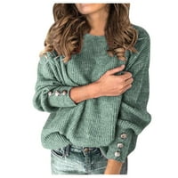 Cuoff Wouns Modni kardigan džemperi za žene pulover u čvrstoj boji okrugli vrat topli džemper s dugim