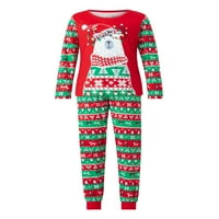 Aturuste roditelj-dječji božićni noćni odjeću s dugim rukavima Božićni medvjed Print Tops + pantalone