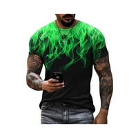 Muška grafička tiskana majica 3D dizajn zeleni plamen Crew vrat kratkih rukava modni kratki čaj - 3xl
