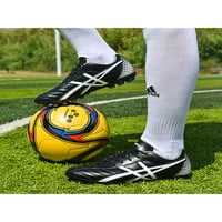 Fangasis Boys Girls Fudbalske cipele čipke Atletic cipele Sport Soccer Cleats Dečiji odrasli treneri u zatvorenom i vanjskom klizaču otporne na trening crne duge Cleats 9