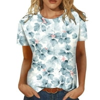 Ženske majice Ženski cvjetni kratki rukav na vrhu Ležerne modne košulje dostupne su više boja za trendi izgled plave veličine m