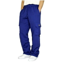 Muški konop labavi struk Solid džepni pantalone u boji labavi sportski pantalone