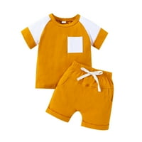 Toddler Boys Outfits Patchwork Love Heart Ispiši kratki rukav Pulover Top Hlače postavlja dječju odjeću