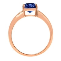 1.0ct jastuk rezan plavi simulirani tanzanite 14k ružičasto zlatne obljetnice za angažovanje prstena veličine 7.5