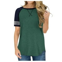 Lady Graphic Tees O-izrez Looja boja odgovara prugastih bluze za žene plus klirence zeleno 10