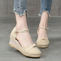 Leey-World Cipele za žene Ljetne ravne sandale za žene otvorene nožni pleteni patentni patentni patentni patentni sandal Espadrille Gladijator