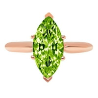 2.5ct Marquise Cut zeleni prirodni peridot 18K 18K ružičastog godišnjice ružine za angažovanje prstena