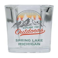 Spring Lake Michigan Istražite otvoreni suvenir Square Square Base alkohol Staklo 4-pakovanje