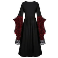 WHLBF haljina odora Žene velike veličine rukave lubanje tiska modna kanta za dugih rukava retro dugačka haljina