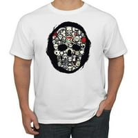 Tamna skeleta Grim žetelica Trippy lobanja Fashion Fashic Grafička majica, Maroon, 4xL