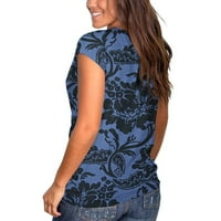 Ženske kravate na vrhu prodaje Camo Casual Thirt Loose Trendy Tee majice kratki rukav bluza Crewneck cvjetni tunik plavi s