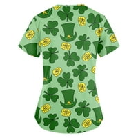 Bluze za žene odgovaraju ženskoj modnoj rupi s kratkim rukavima s kratkim rukavima s džepovima od tiskanih vrhova Dame Top Army Green 3xl