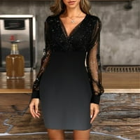 Lroplie Black Haljine za žene dugih rukava modni mišicki gradijentni ispis retro elegantni party club ženske haljine XL