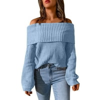 Petort Women's Waffle Knit v Džemper izrez Lagani Jesen Ležerne prilike pulover dugih rukava, L