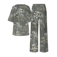 Odjeća za žene za žene Ležerne prilike ljeti tiskani okrugli vrhovi vrata i dugačke pantalone odijelo