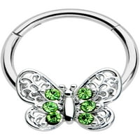 Body Candy 16g čelični šarkirani prsten za zidanje zvona za hrskavice grickalice zeleni leptir nos obruč