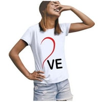 Ženski vrhovi ženske valentinov dan za srce tiskane majice kratkih rukava