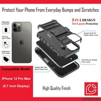 Capsule Case kompatibilan sa iPhone Pro MA [Vojni razred zaštićeni otporni na udarci, zaštitni crni fuc Chickstand za iPhone Pro