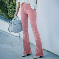 Ecqkame široke pantalone za noge za žene čišćenje Ženska moda Tanak fit udoban džep u boji Ležerne pantalone