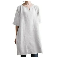 Majice za žene Trendi pamučni vrhovi od pola rukava V izrez labava bluza majica za žene